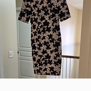 Calvin Klein Black and White Floral Midi Dress